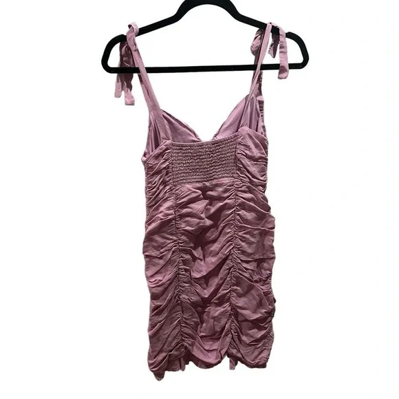 X REVOLVE Sleeveless Tie Shoulder Ruched Bustier Mini Dress Lilac Pink - M - Picture 7 of 10